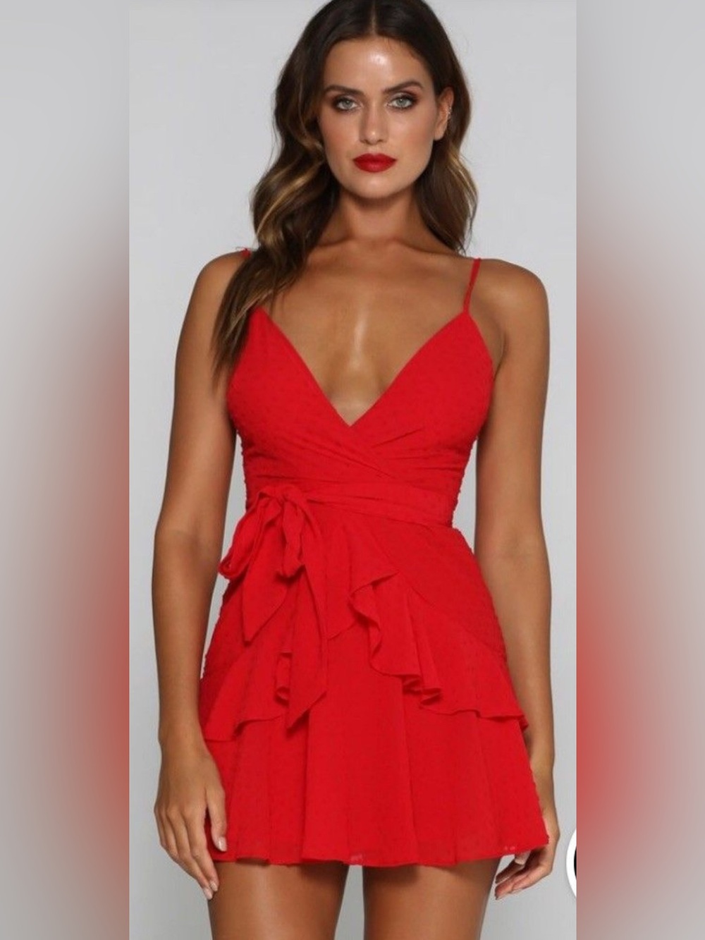 Red Meshki Pareesa Ruffle Mini Dress S Small